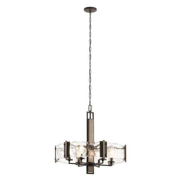 Elstead Aberdeen Kronleuchter 6-flammig E14 Altbronze-Grau Stahl Klarglas Ø71cm