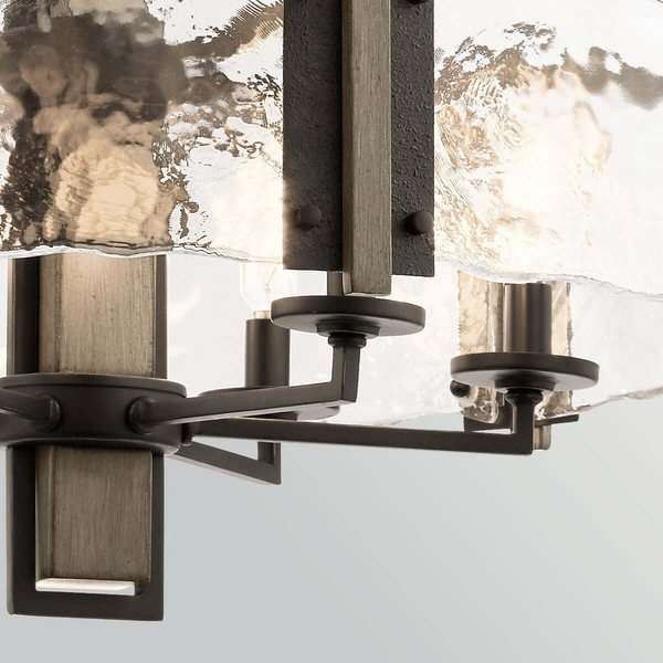 Elstead Aberdeen Kronleuchter 6-flammig E14 Altbronze-Grau Stahl Klarglas Ø71cm