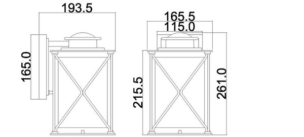 Elstead Argyle Außen-Wandleuchte E27 26cm Verwittertes Zink IP44