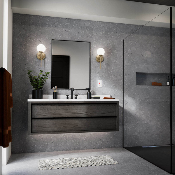 Elstead Benno Wandleuchte G9 Champagnerbronze Opalglas weiß IP44