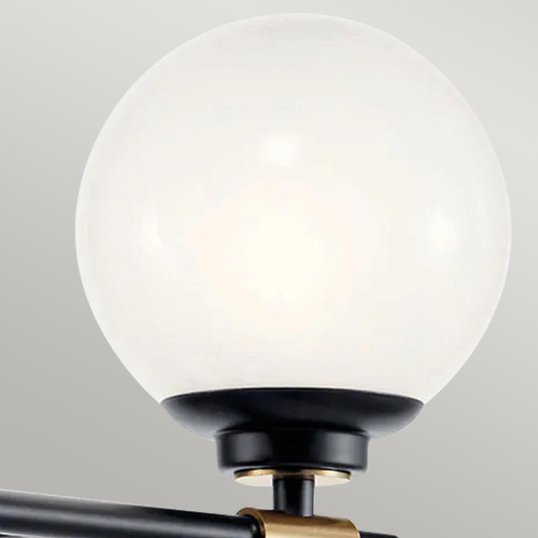 Elstead Benno Wandleuchte G9 2-fach Schwarz und Champagnerbronze Opalglas weiß IP44