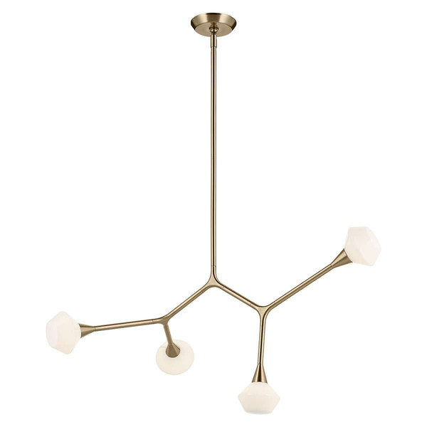 Elstead Cassius LED Pendelleuchte 4-flammig G9 Champagnerbronze Stahl Opalglas 100cm