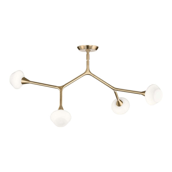 Elstead Cassius LED Pendelleuchte 4-flammig G9 Champagnerbronze Stahl Opalglas 100cm