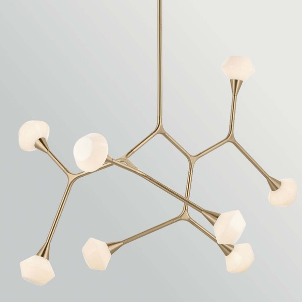 Elstead Cassius LED Pendelleuchte 8-flammig G9 Champagnerbronze Stahl Opalglas 133cm