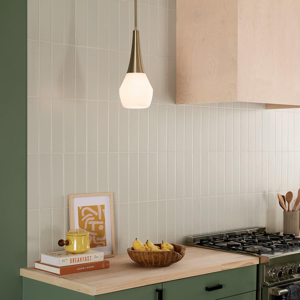 Elstead Deela Pendelleuchte E27  Champagnerbronze Opalglas