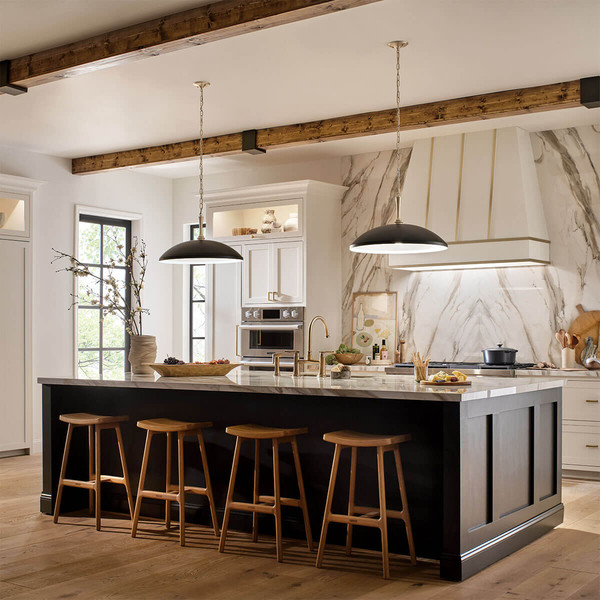 Elstead Delarosa Pendelleuchte E27  Schwarz und Champagnerbronze Schwarz