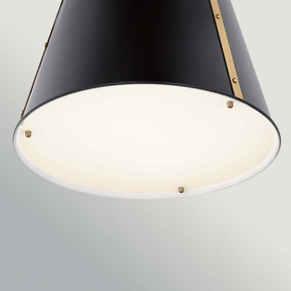 Elstead Etcher Pendelleuchte 2-flammig E27 Schwarz-Messing Stahl Satinglas Ø46cm