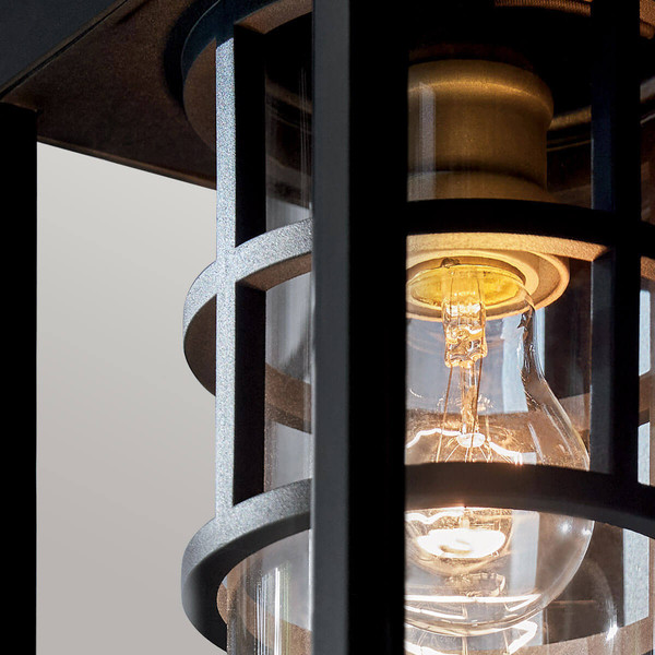 Elstead Hone Außenwandleuchte E27 Strukturiertes Schwarz Glas klar IP44 Anti-Meerwasser