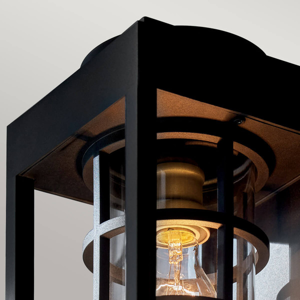 Elstead Hone Außenwandleuchte E27 Strukturiertes Schwarz Glas klar IP44 Anti-Meerwasser