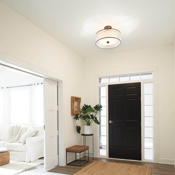 Elstead Lacey Deckenleuchte E27 4-fach Mission Bronze helle Umbra, Erd-Farbe, metallisch gefrostet