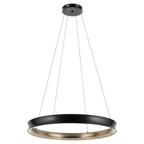 Elstead Larousse LED Pendelleuchte dimmbar warmweiss 110W Schwarz-Messing Stahl Ø100cm