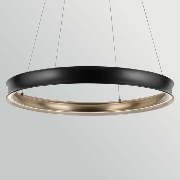 Elstead Larousse LED Pendelleuchte dimmbar warmweiss 110W Schwarz-Messing Stahl Ø100cm