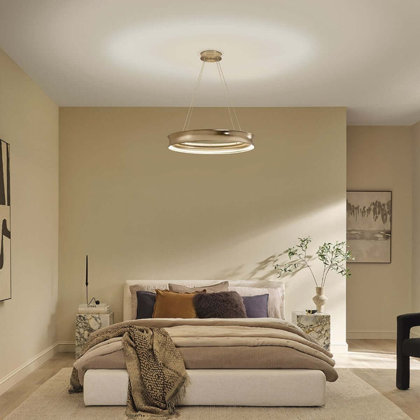 Elstead Larousse LED Pendelleuchte dimmbar warmweiss 74W Champagnerbronze Stahl Ø75cm