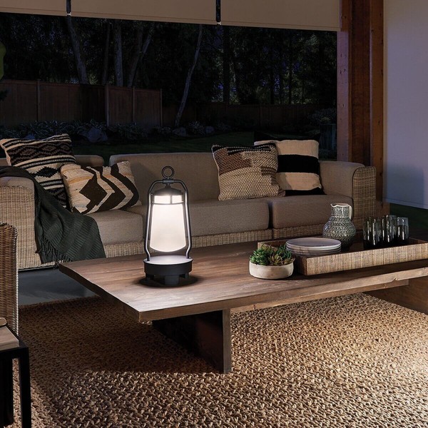 Elstead Lyndon LED Außen-Stehleuchte 48cm Bluetooth Lautsprecher UK Strukturiertes Schwarz IP44