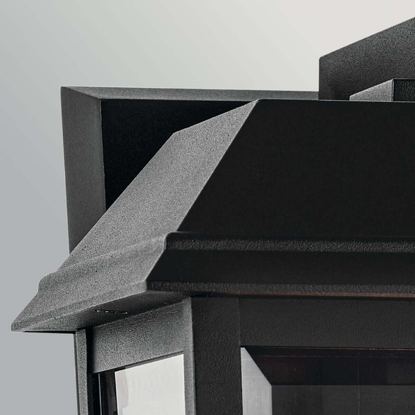 Elstead Mathus Außenwandleuchte E27 IP44 Schwarz Alu Facettenglas 46cm