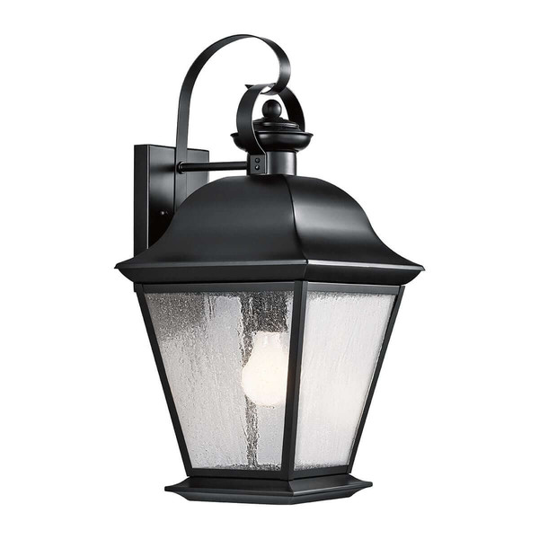 Elstead Mount Vernon Außenwandleuchte E27 IP44 Schwarz Alu Blasenglas 50cm