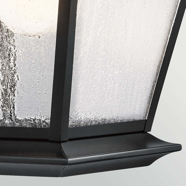 Elstead Mount Vernon Außenwandleuchte E27 IP44 Schwarz Alu Blasenglas 50cm