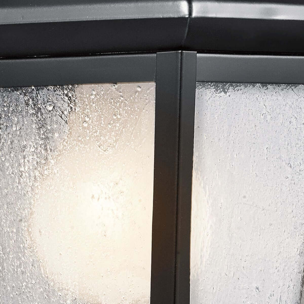 Elstead Mount Vernon Außenwandleuchte E27 IP44 Schwarz Alu Blasenglas 32cm