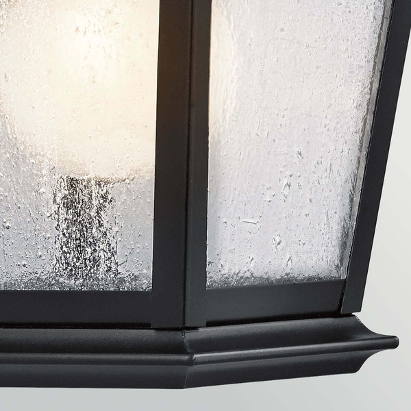 Elstead Mount Vernon Außenwandleuchte E27 IP44 Schwarz Alu Blasenglas 32cm