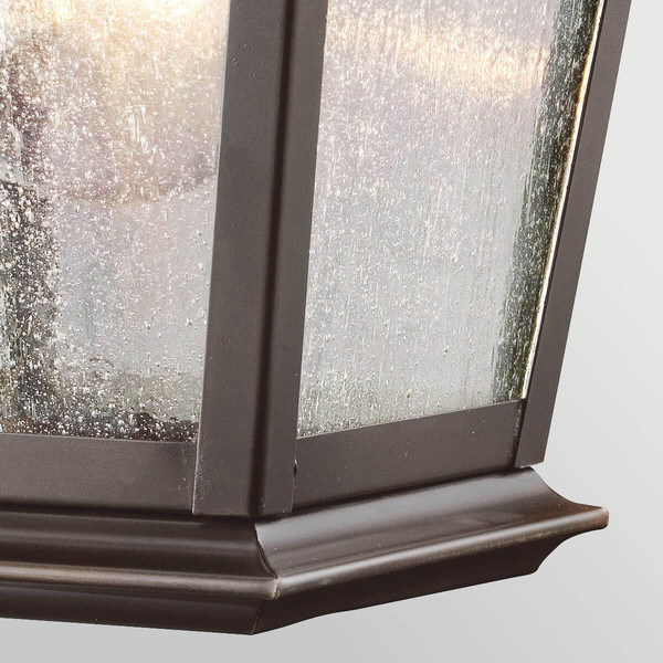 Elstead Mount Vernon Außenwandleuchte E27 IP44 Altbronze Alu Blasenglas 32cm