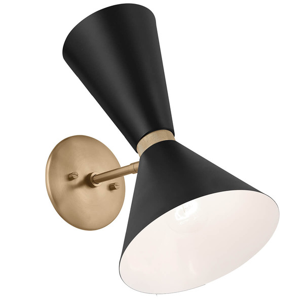 Elstead Phix Wandleuchte E27 2-fach Schwarz und Champagnerbronze Schwarz