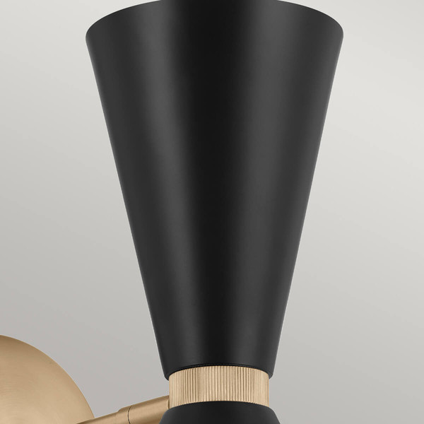 Elstead Phix Wandleuchte E27 2-fach Schwarz und Champagnerbronze Schwarz