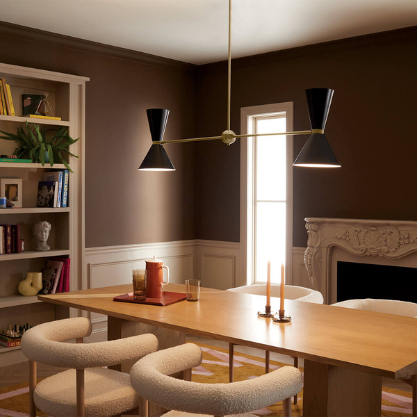 Elstead Phix Pendelleuchte E27 4-fach Schwarz und Champagnerbronze Schwarz