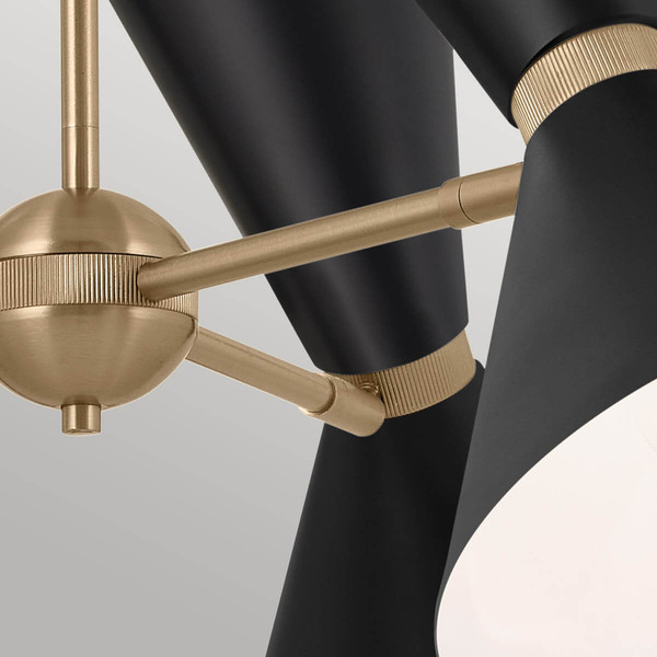 Elstead Phix Kronleuchter E27 6-fach Schwarz und Champagnerbronze Schwarz