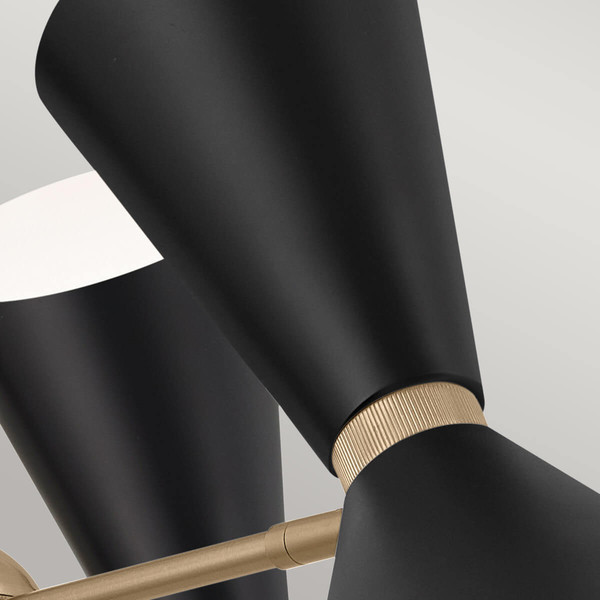 Elstead Phix Kronleuchter E27 6-fach Schwarz und Champagnerbronze Schwarz