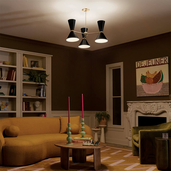 Elstead Phix Kronleuchter E27 6-fach Schwarz und Champagnerbronze Schwarz