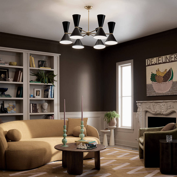 Elstead Phix Kronleuchter E27 12-fach Schwarz und Champagnerbronze Schwarz