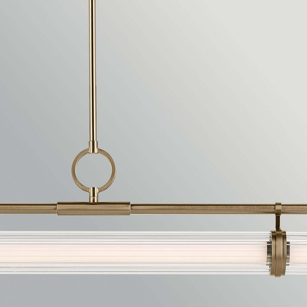 Elstead Riven LED Pendelleuchte dimmbar warmweiss 48W Champagnerbronze Stahl Riffelglas 122cm
