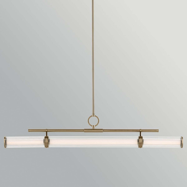 Elstead Riven LED Pendelleuchte dimmbar warmweiss 48W Champagnerbronze Stahl Riffelglas 122cm