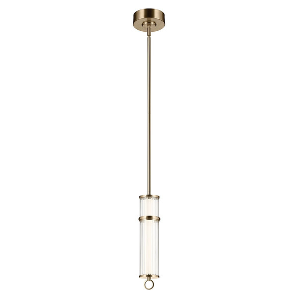 Elstead Riven LED Pendelleuchte dimmbar warmweiss 15W Champagnerbronze Stahl Riffelglas Ø13cm