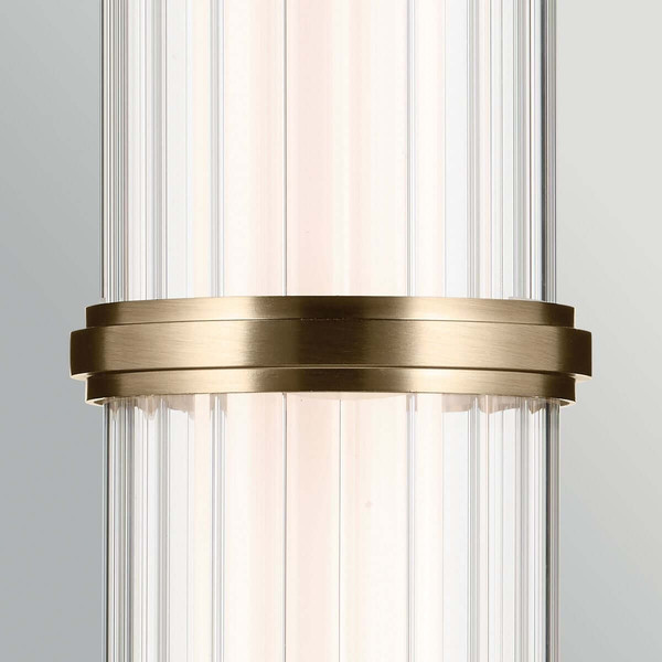 Elstead Riven LED Pendelleuchte dimmbar warmweiss 15W Champagnerbronze Stahl Riffelglas Ø13cm