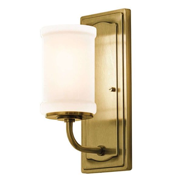 Elstead Vetivene LED Bad-Wandleuchte G9 IP44 Naturmessing Stahl Opalglas 31cm