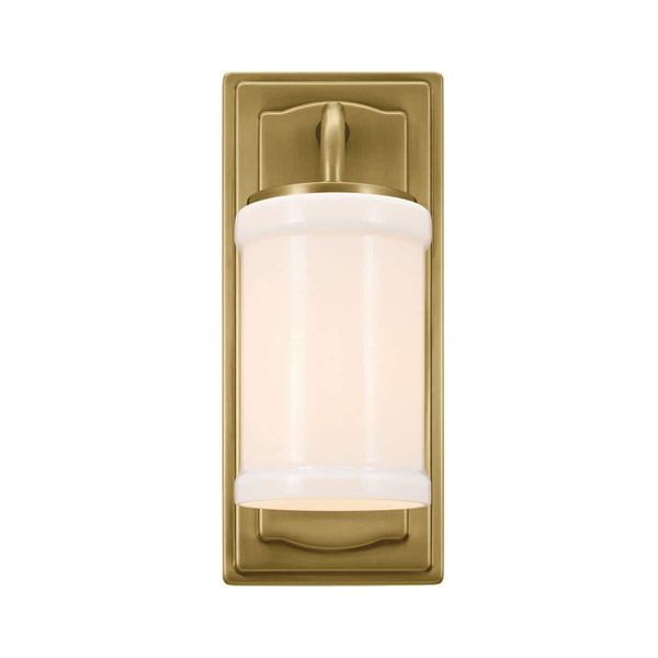 Elstead Vetivene LED Bad-Wandleuchte G9 IP44 Naturmessing Stahl Opalglas 31cm