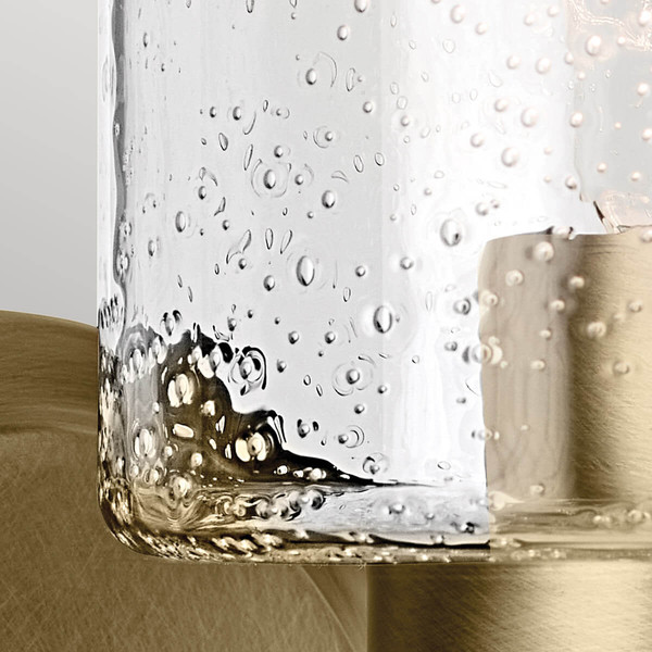 Elstead Winslow Wandleuchte E27 Naturmessing Glas mit Luftbläschen