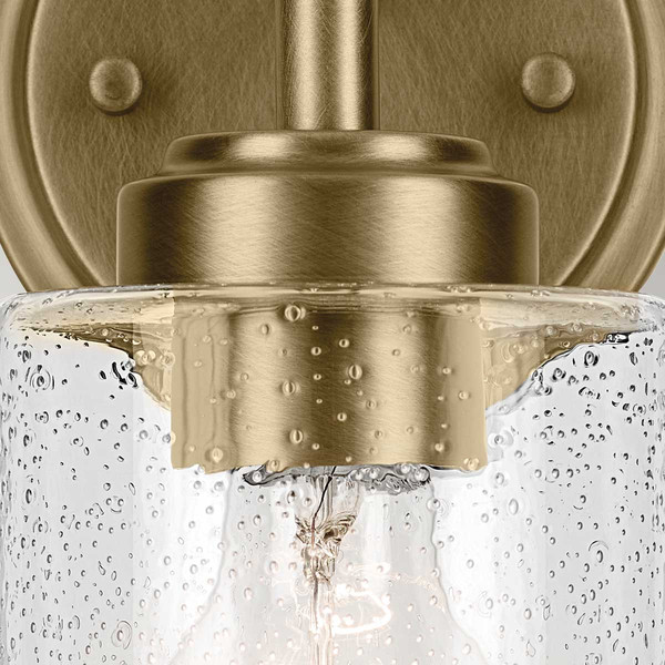 Elstead Winslow Wandleuchte E27 Naturmessing Glas mit Luftbläschen