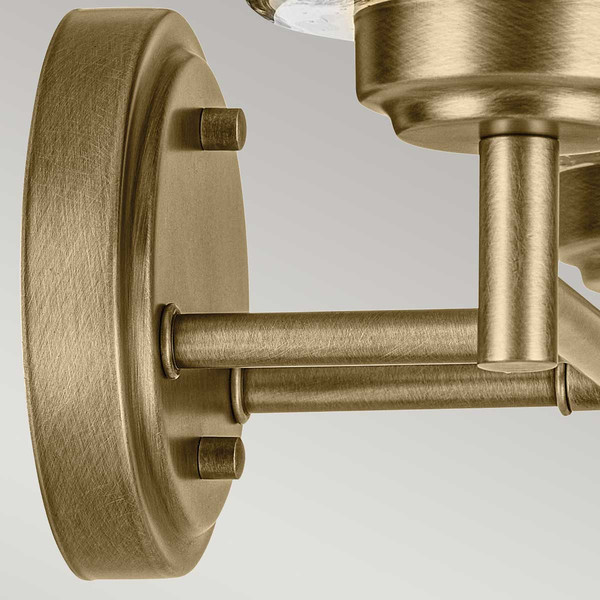 Elstead Winslow Wandleuchte E27 2-fach Naturmessing Glas mit Luftbläschen