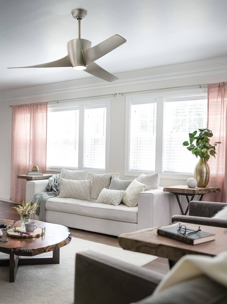 Elstead Phree leiser Deckenventilator mit LED Licht Ø142cm + Fernbedienung Nickel