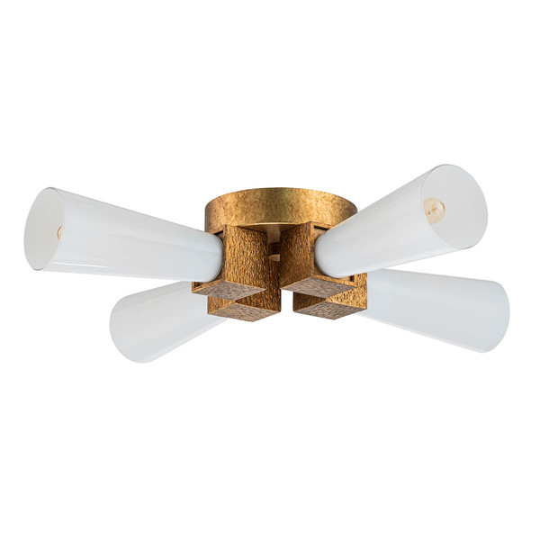 Elstead Kristy Deckenleuchte E27 4-fach Gebeiztes Gold Opal