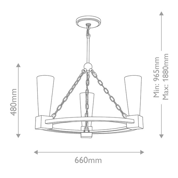 Elstead Kristy Kronleuchter E27 3-fach Gebeiztes Gold Opal