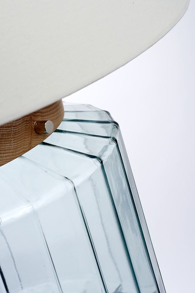 Elstead Luga Tischleuchte E27 Poliertes Nickel, Glas, Holz hell Weiß