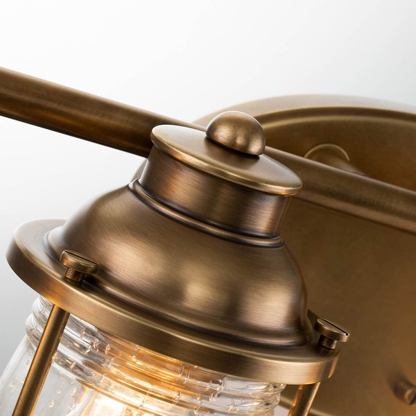 Elstead Ashland Bay Wandleuchte E27 4-fach Naturmessing Klar gerippt IP44