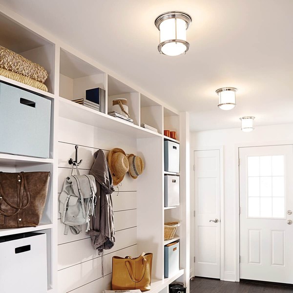 Elstead Hadrian Deckenleuchte E27 Chrom Weiß IP44