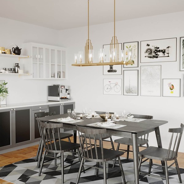 Elstead Kimrose Kronleuchter E14 10-fach Gebürstetes Naturmessing Klar geriffelt