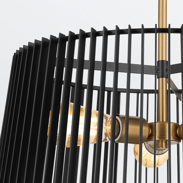 Elstead Linara Pendelleuchte E27 Schwarz und Naturmessing