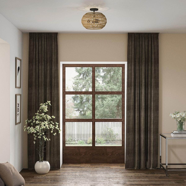 Elstead Casablanca Deckenleuchte E27 3-fach Palladianische Bronze Papierseil naturfarben