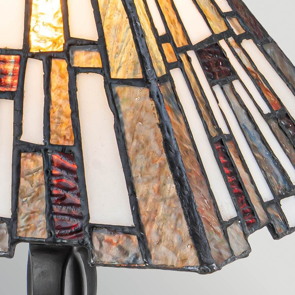 Elstead Inglenook Tischleuchte E14 Valiant-Bronze Stahl Tiffanyglas 37cm